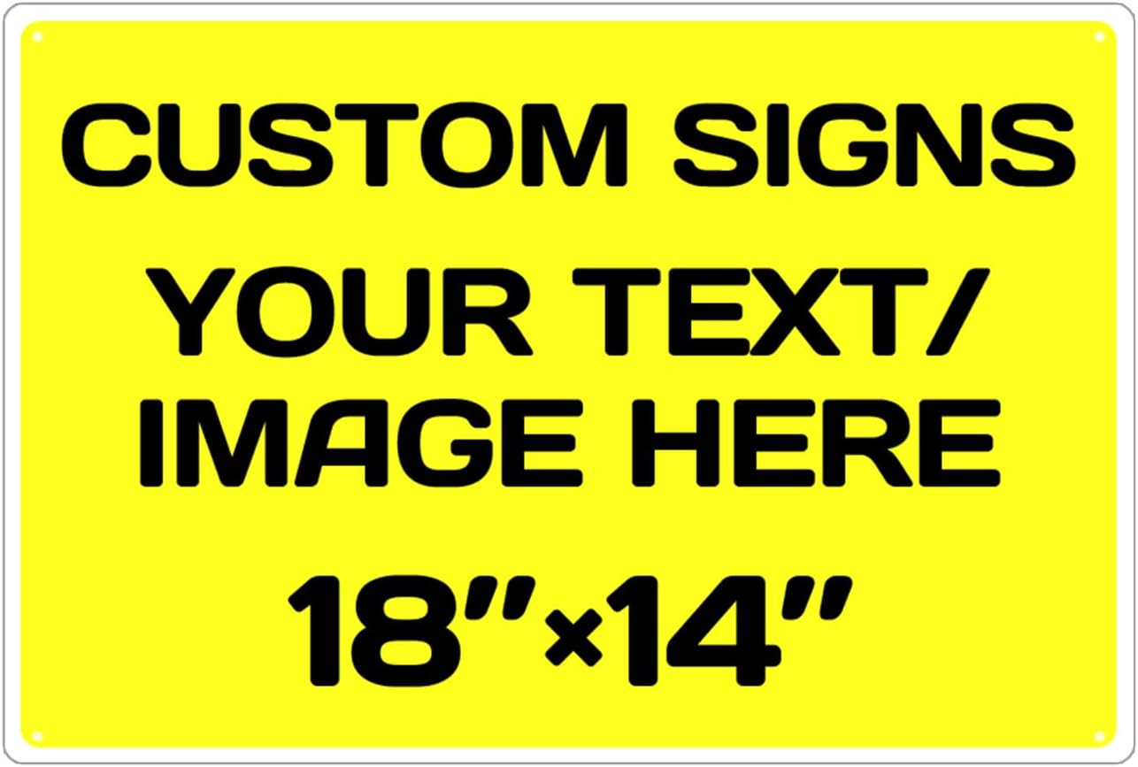 Repaly Personalized signs,Aluminum Weatherproof Metal Sign Multiple Sizes Custom Personalized Text And picture Here,hazard sign,garden sign,custom door sign,Customised business signs Yellow 18×14