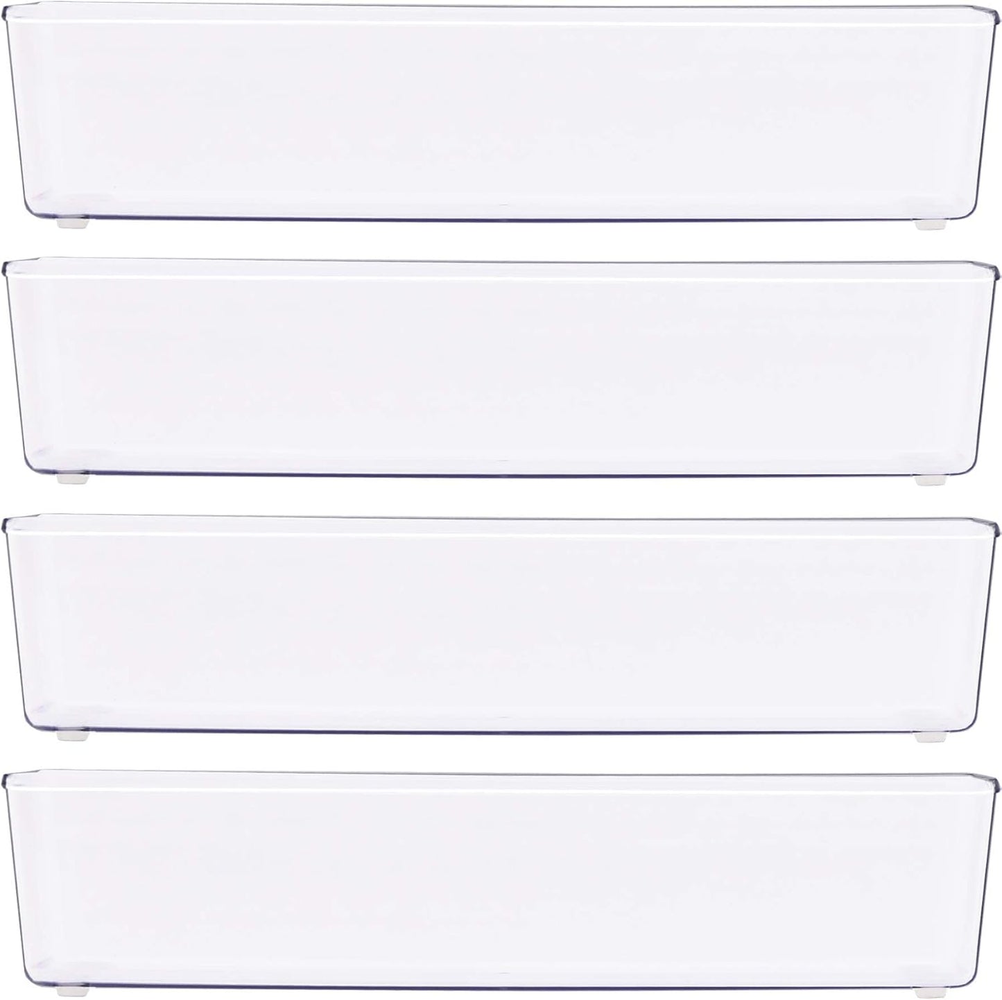Simple Houseware Clear Drawer Organizer for Office Bin Desk Storage, 3.25"x 9.5", 4 Packs