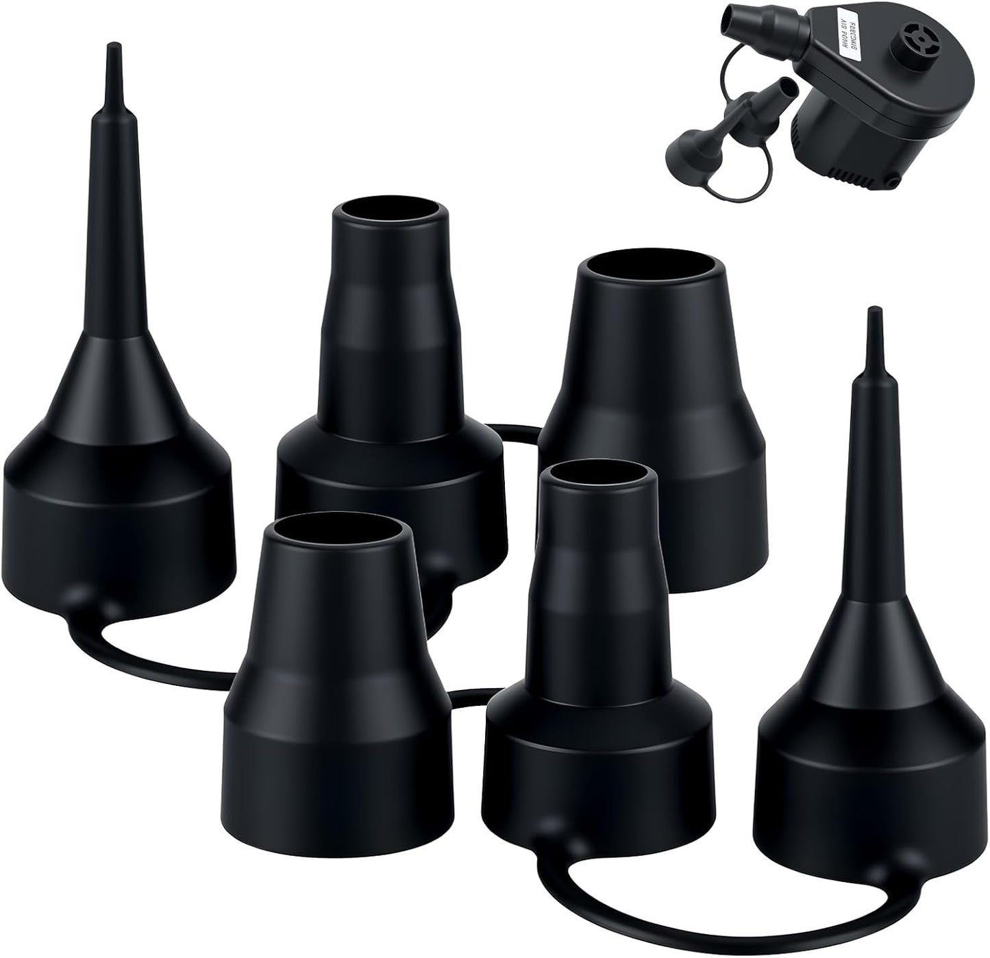 3 Size Air Pump Nozzle Replacement Set - 2 Sets Universal Plastic Inflatable Nozzles, Black Inflatable Pump Nozzles Head, Air Pump Inflator Adaptor Accessory for Inflatable Bed Mattress, Pool Floats