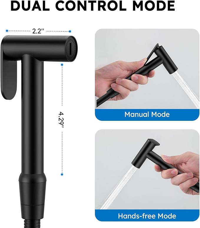 Arofa Built-in Hot and Cold Handheld Bidet Sprayer for Toilet, Black Warm Water Bidet with Adjustable Water Flow, Dual Control Mode Muslim Shower with Spray Hose for Feminine Wash, Wall Mounted