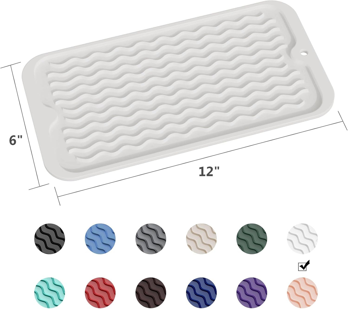 ZLR Silicone Dish Drying Mat for Kitchen Counter, Eco-Friendly Fast Dry Dish Mat, Easy Clean Multi Usage Drying Matt, Heat Resistant Trivet, 6" x 12" Extra Small, Milk White