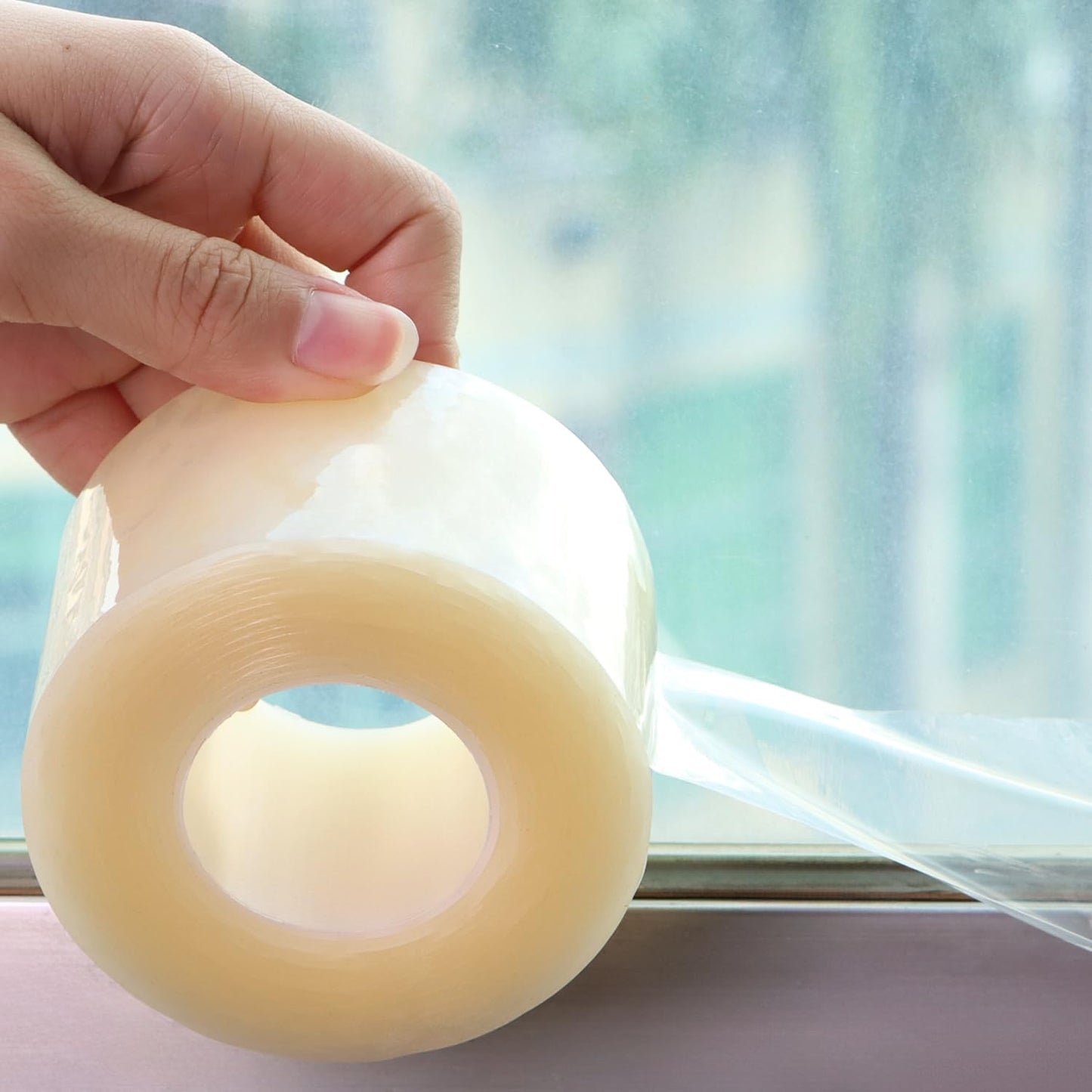 Transparent Window Seal Weather Sealing Tape 2 Inch x 35 Yards Weather Stripping Residue Free Clear Window Insulation Tape for Shower Glass Gaps and Doors Windproof Tape