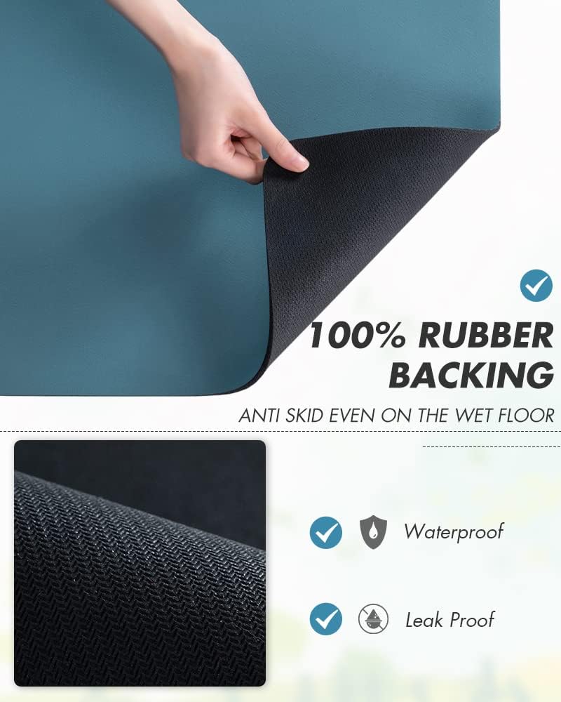 AMOAMI-Coffee Mat Hide Stain Rubber Backed Absorbent Dish Drying Mat for Kitchen Counter-Coffee Bar Accessories Fit Under Maker Machine Pot Espresso Machine Dish Rack Blue