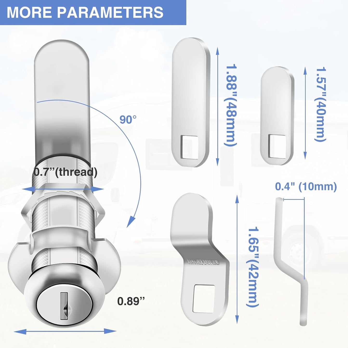 Cabinet Lock with Keys, 2" Extra-Long Cam Locks keyed Alike, Heavy Duty Cabinet Cam Lock Set for Thick Drawers RV Storage Locks Tool Box Lock Replacement, Zinc Alloy (5 Pack, 2-1/8 Inch)
