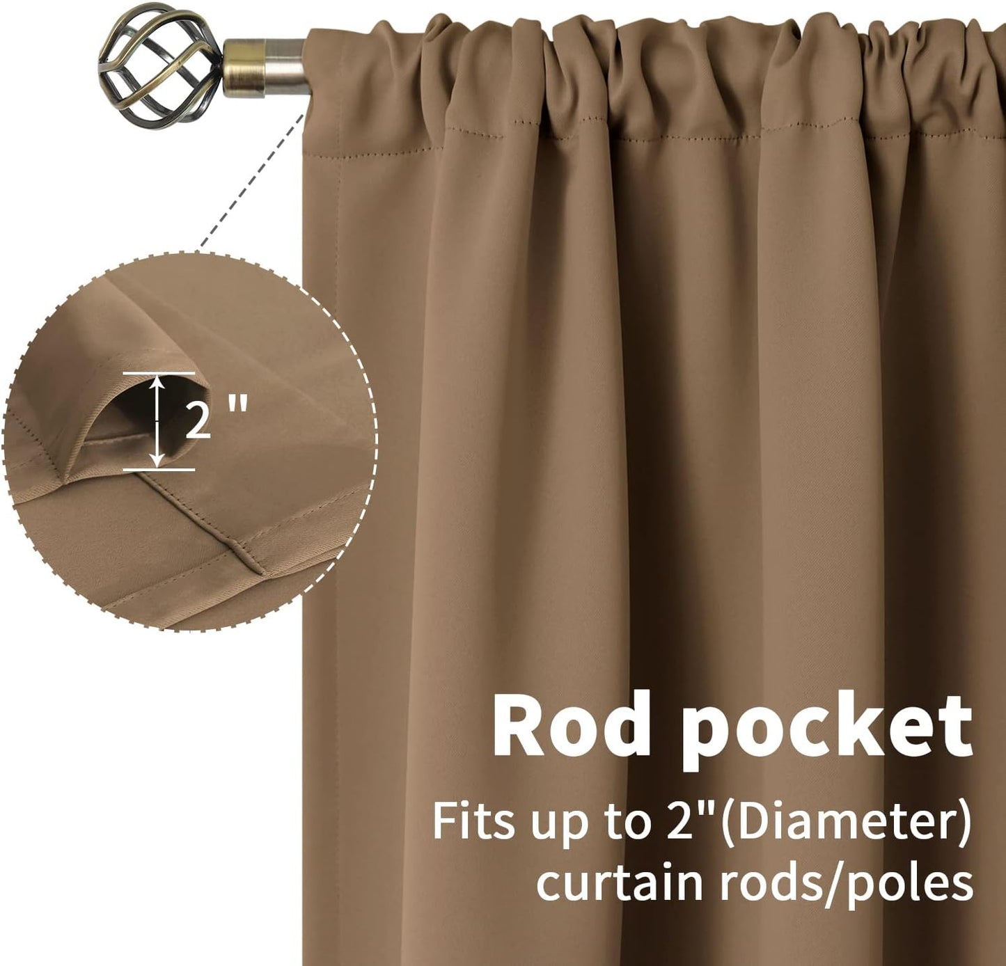 BGment Taupe Blackout Curtains 63 Inches Length 2 Panels - Tan Thermal Insulated Drapes with Rod Pocket Room Darkening Privacy for Living Room Bedroom, 42 x 63 Inch