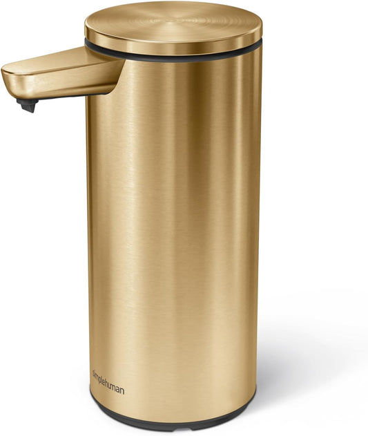 simplehuman 9 oz. Touch-Free Automatic Rechargeable Sensor Pump, Brass Stainless Steel, New