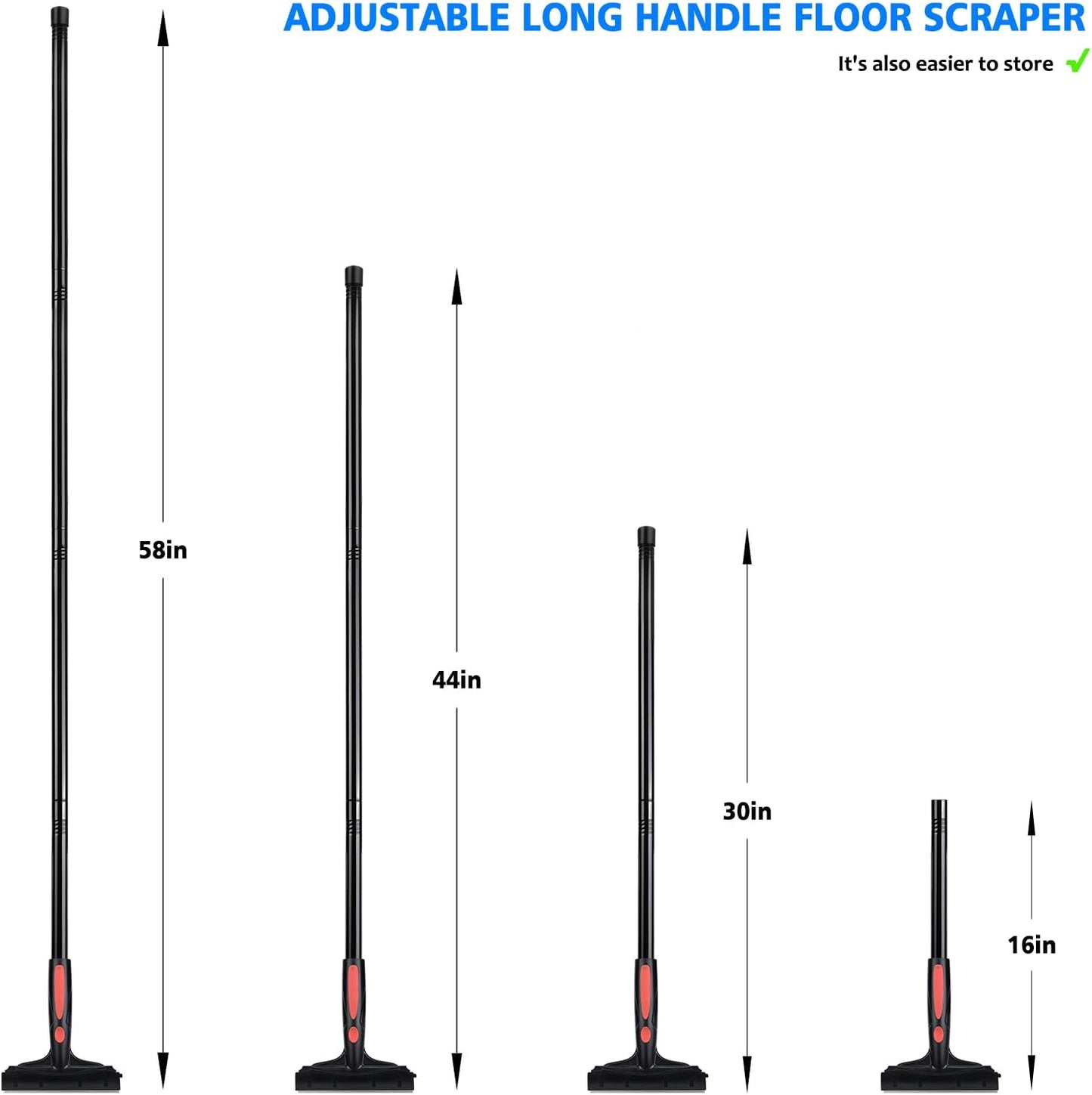 EHDIS Extenble Razor Blade Scraper, 16''-58'' Long Handle 6" Wide Blade Scraper Tool with 10 Double-Edge Blades for Cleaning Paint, Caulk, Adhesive,Painting, Tile, Floors, Walls (068-pro)
