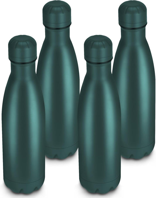 17oz Cola-Bottle Shaped Stainless Steel Leak-proof Water Bottle,Double Wall Vacuum Insulated Metal,Travel Mug For Sports Indoors & Outdoors,BPA-Free Kids Flasks,Army Green(4Pack)