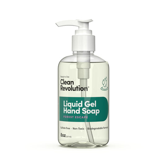Clean Revolution Liquid Gel Hand Soap, Silky Rich Liquid, Quick Lather, Fast Rinsing, Contains Real Essential Oils (Forest Escape) 8 Fl Oz