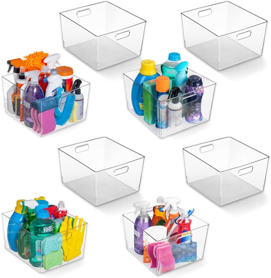 ClearSpace Clear Plastic Storage Bins – XL 8 Pack Perfect Kitchen or Pantry Organization Fridge Organizer and Storage Bins, Cabinet Organizers