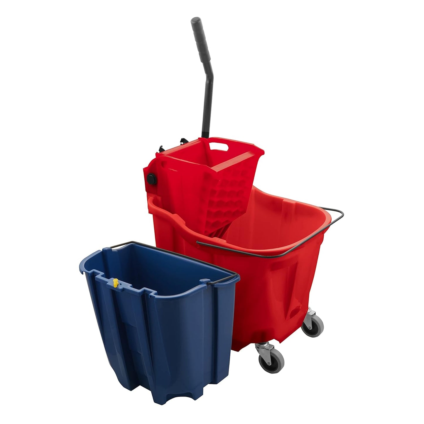 Carlisle FoodService Products Mop Bucket with Side-Press Wringer & Soiled Water Insert for Floor Cleaning, Restaurants, Office, And Janitorial Use, Polypropylene, 35 Quarts, Red