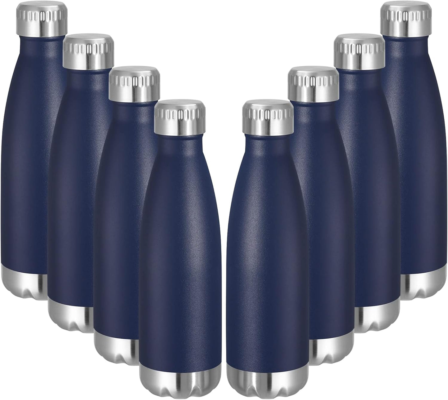 VEGOND 17oz Stainless Steel Water Bottles Bulk, Reusable Metal Sports Water Bottle Keeps Drink Hot and Cold, BPA Free Double Wall Vacuum Cola Shape Insulated Water Bottles for Camping Gym, 8 Pack