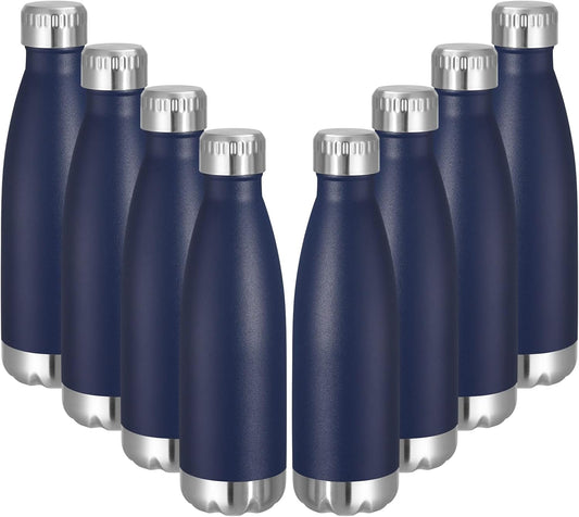 VEGOND 17oz Stainless Steel Water Bottles Bulk, Reusable Metal Sports Water Bottle Keeps Drink Hot and Cold, BPA Free Double Wall Vacuum Cola Shape Insulated Water Bottles for Camping Gym, 8 Pack