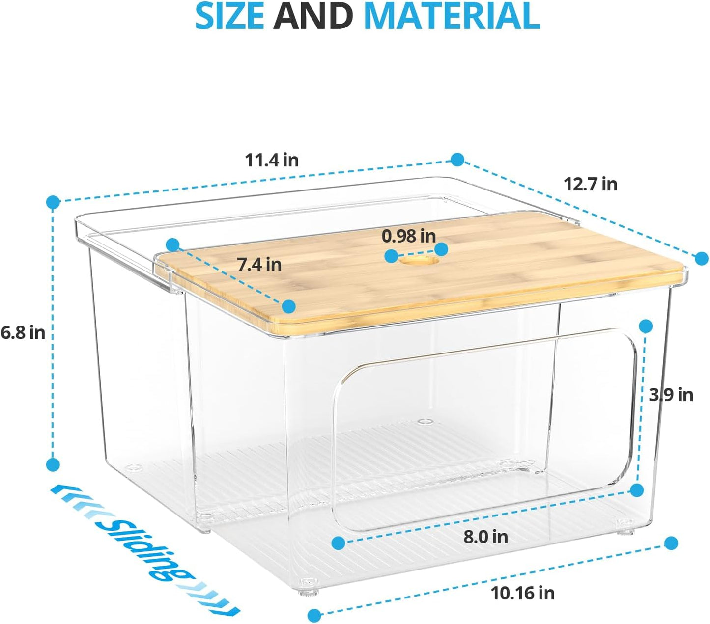 Trash Bag Dispenser Roll Holder - Clear Garbage Bag Holder Dispenser with Bamboo Lid and Sliding Drawer Box, Trash Bag Holder for Kitchen, Under Sink, Laundry Room Organization and Storage