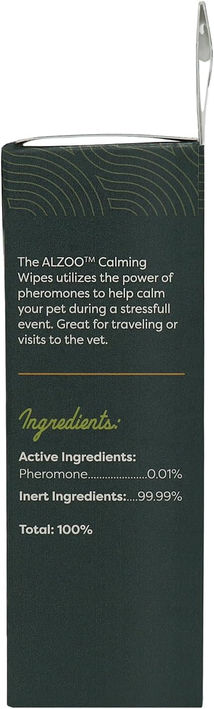 ALZOO Calming Wipes with Pheromones for Cats and Dogs, On The Go Wipes Helps Reduce Stressful Behavior, 0.15 Ounce