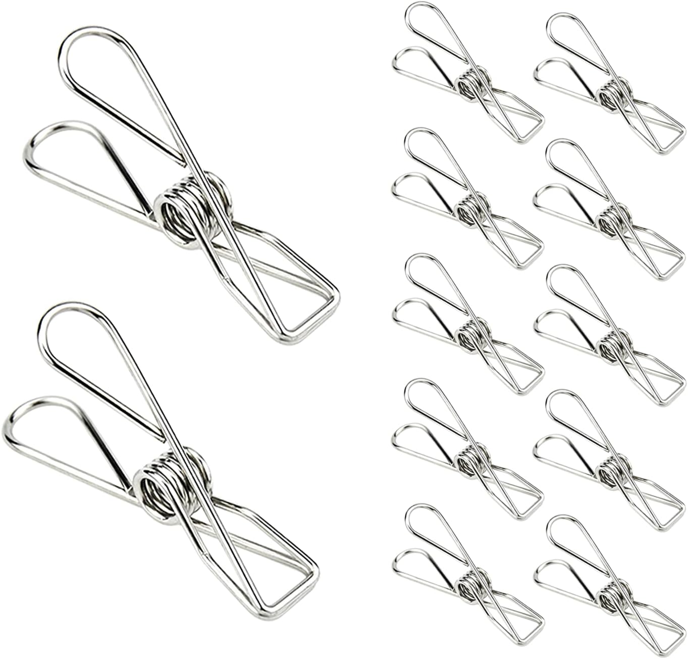 Laundry Clothes Pins Clips 50 Pack, Stainless Steel Heavy Duty Laundry Peg Metal Clip Clothespins for Hanging, Outdoor Clothesline, Snack Bags, Towel, Pictures, Office