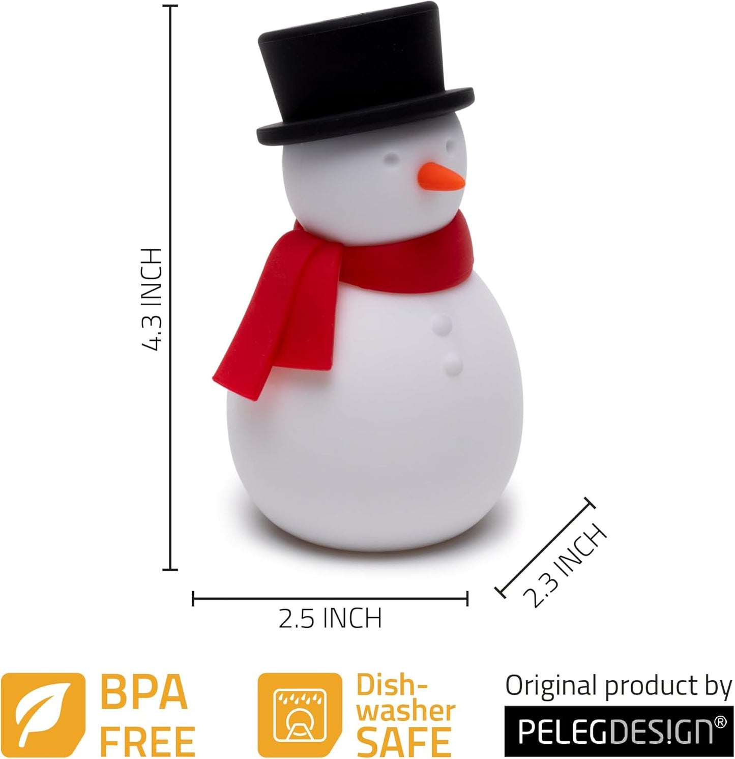 NEW - Peleg Design Freezy Fridge Deodorizer Odor Eliminator - Cute Snowman Baking Soda Container, Reusable Silicone Refrigerator Freshener, Fun Kitchen Gadget for Home Improvement