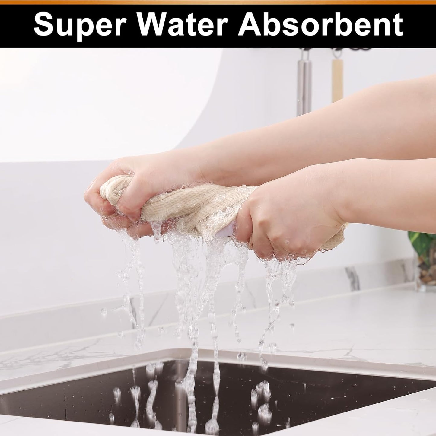 Homaxy 100% Cotton Waffle Weave Kitchen Towels - 4 Pack Soft and Absorbent Dish Towels - 16 x 26 Inches Quick Dry Hand Towels - Beige