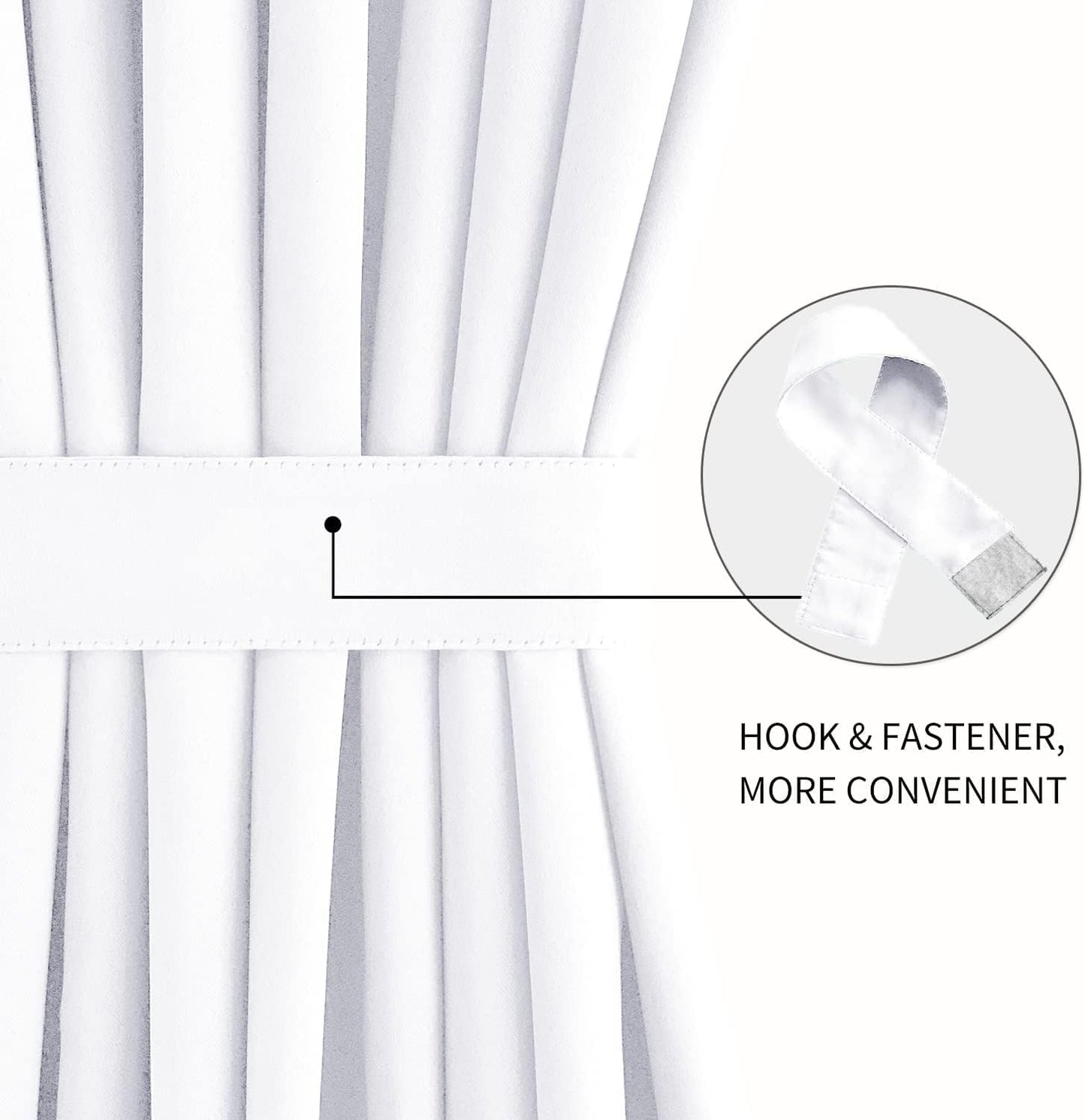 DWCN French Door Curtains – Rod Pocket Thermal Curtain for Doors with Glass Window, Kitchen and Patio Doors for Privacy, 54 X 80 Inches Long, 1 Curtain Panel with Tieback, Pure White