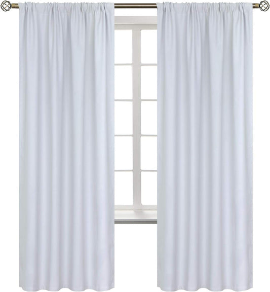 BGment Rod Pocket Room Darkening Curtains for Bedroom 72 Inches Long - Thermal Insulated Blackout Curtain Drapes for Living Room, 52 x 72 Inch, 2 Panels, Greyish White