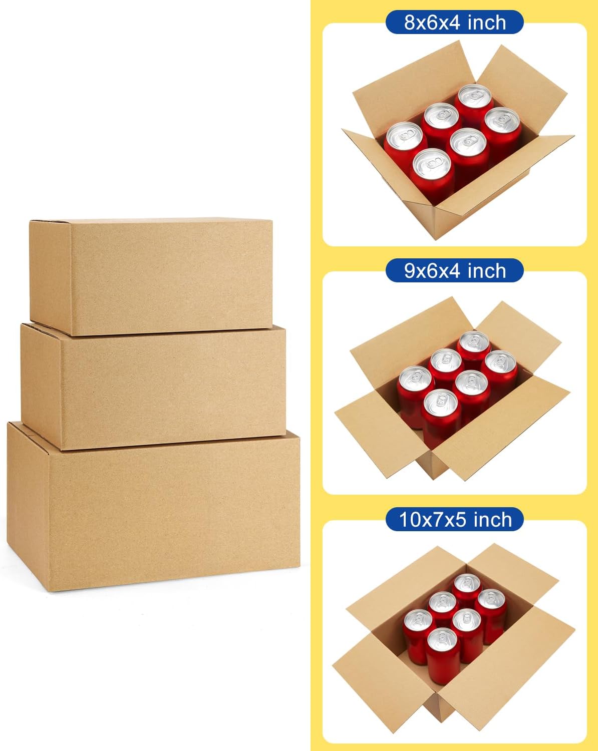 Assorted-Sizes-Shipping-Boxes-45-Pack: 8x6x4 & 9x6x4 & 10x7x5 Small-Shipping-Boxes-Mailers, Brown Corrugated-Cardboard-Boxes-for-Packing-Small-Business Mailing