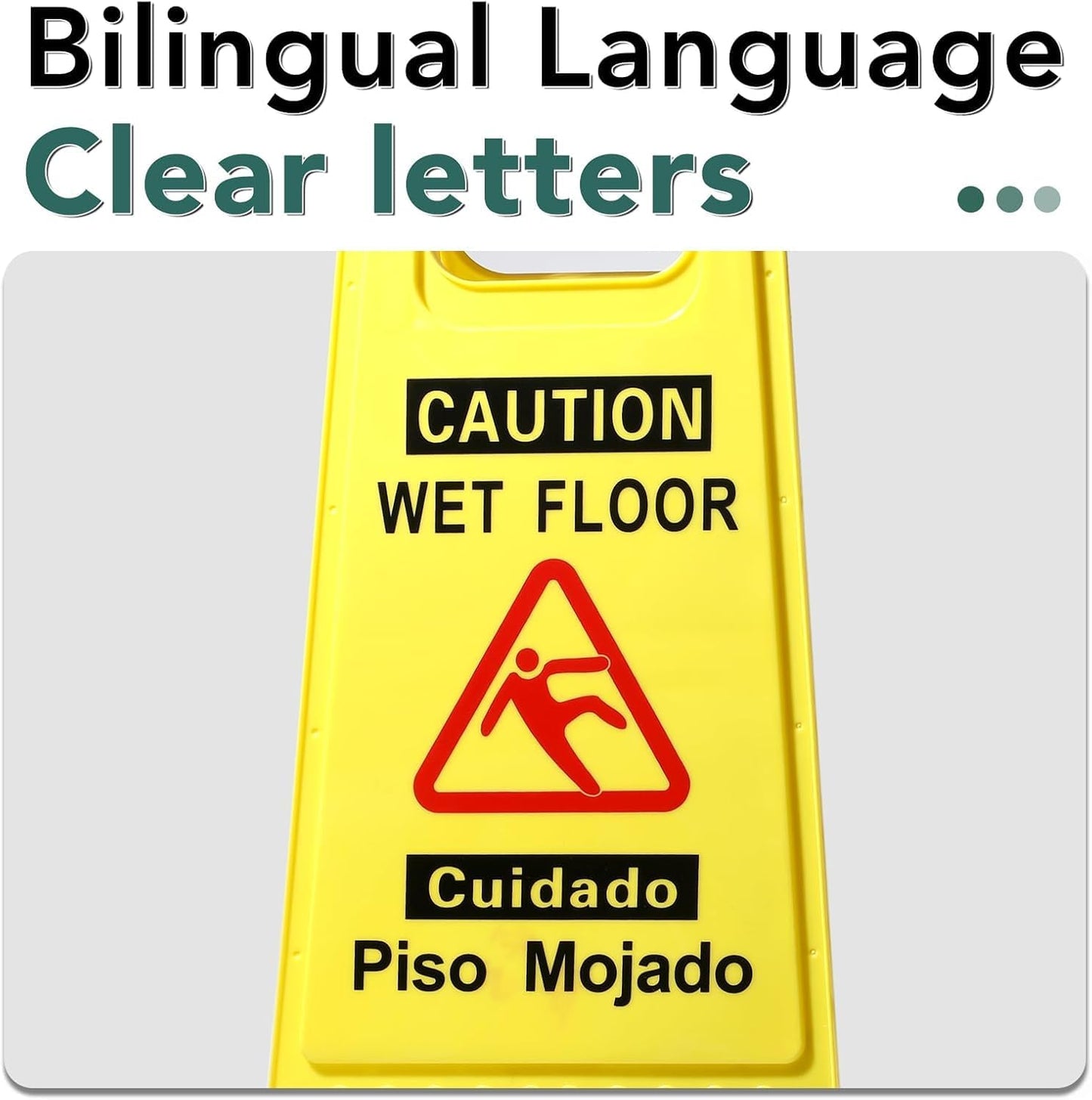 XPCARE 24 Inches Caution Wet Floor Sign,4PACK Yellow Bilingual Double-Sided Safety Warning Signs,A Frame Safety Wet Floor Signs Commercial