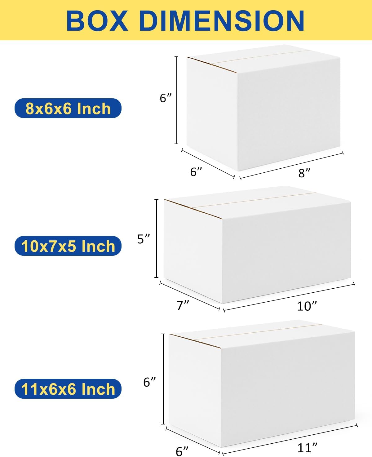 Assorted-Sizes-Shipping-Boxes-45-Pack: 8x6x6 & 10x7x5 & 11x6x6 Small-Shipping-Boxes-Mailers, White Corrugated-Cardboard-Boxes-for-Packing-Small-Business Mailing