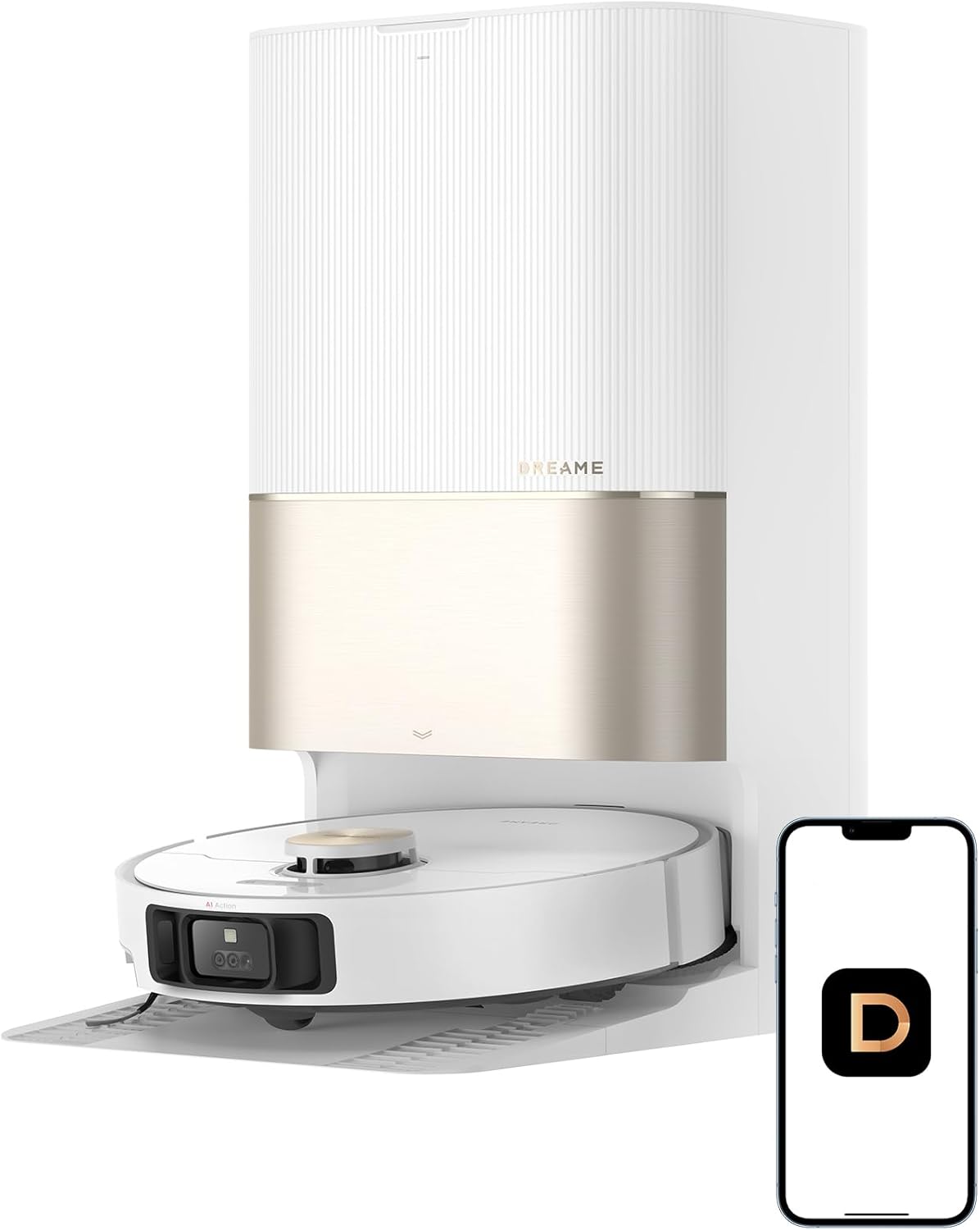 DREAME X40 Ultra Robotic Vacuum with Removable & Liftable Mop, 12,000Pa Suction, Side Brush Extensive Cleaning, 158°F Mop & Washboard Self Cleaning, Auto-Empty, Auto Refill, liftable Brushes White