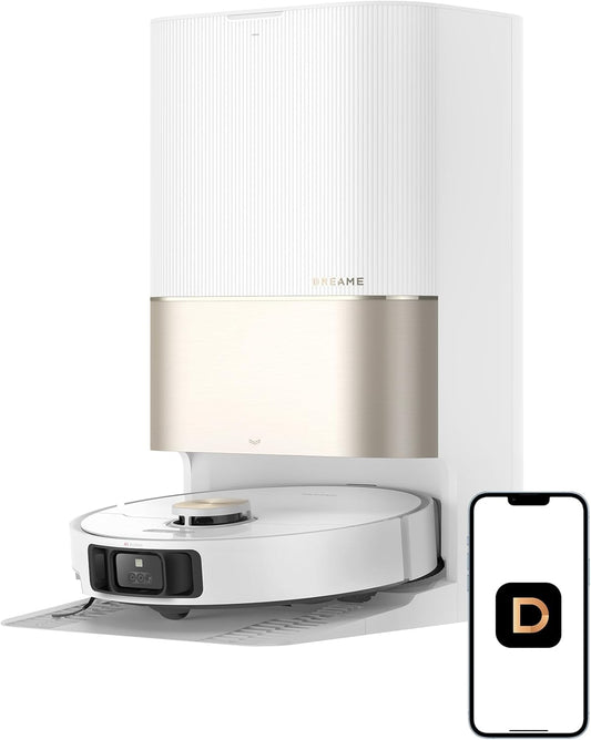 DREAME X40 Ultra Robotic Vacuum with Removable & Liftable Mop, 12,000Pa Suction, Side Brush Extensive Cleaning, 158°F Mop & Washboard Self Cleaning, Auto-Empty, Auto Refill, liftable Brushes White