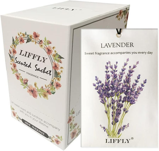 14 Packs Scented Sachets for Drawers and Closets Lavender, Rose, Jasmine, Ocean, Vanilla, Sandalwood, Gardenia 7 Scent (Lavender)
