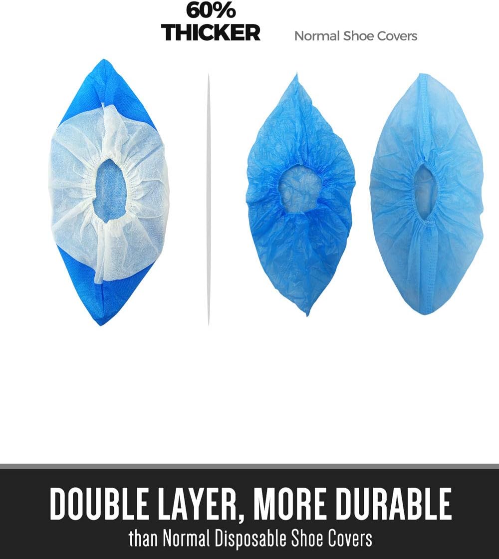 OhanaPro Premium Disposable Non Slip Boot & Shoe Covers - Pack of 50 - Waterproof Double Layer Bottom - Extra Thick, Durable, Recyclable - One Size Fits Most