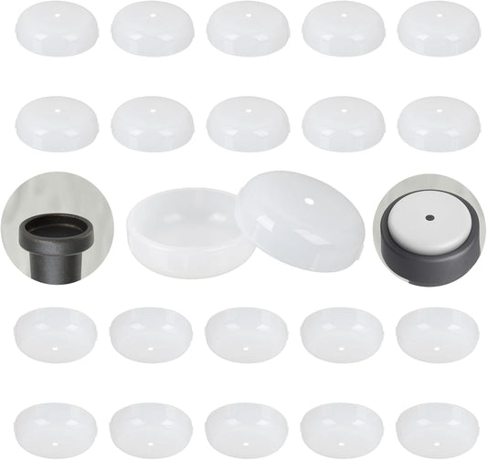 Wrought Iron Patio Furniture Feet Caps - Furnigear 1-1/2" Round Plastic Outdoor Chair Leg Caps, Floor Protectors for Metal Chairs & Tables, Patio Furniture Replacement Rubber Feet (White, 24 Pack)
