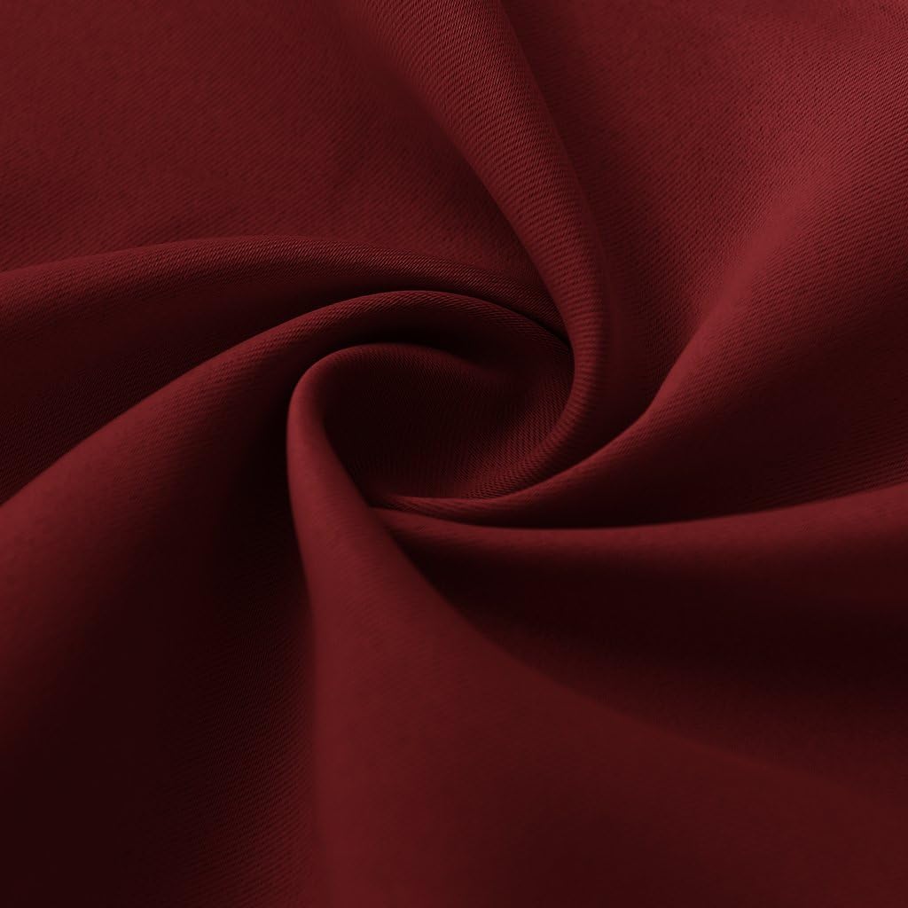 RYB HOME Curtains for Bedroom 63 inches Long, Blackout Thermal Insulating Window Treatment Drapes for Living Room Bathroom Basement Laundry Classroom, W 34 x L 63, Burgundy Red, 2 Panels
