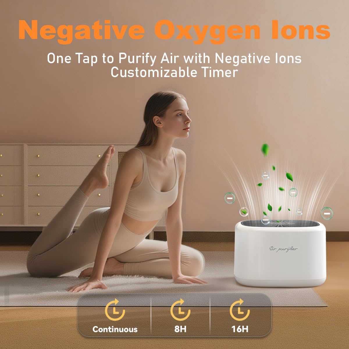 BeOkay Air Purifier Negative Oxygen Ion for Home HEPA Filter 5 Layers Filtration 3 Fan Modes Purifiers Ultra Quiet 20dB Sleep Mode 12 Color Lights 10 Brightness 3 Timers Adjustable for Bedroom Office