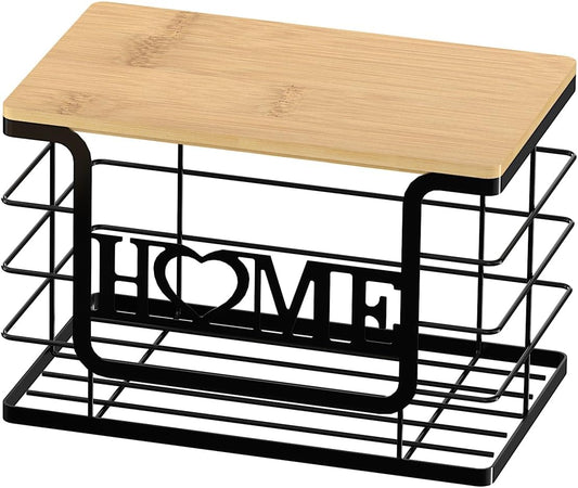 Trash Bag Holder, Thipoten Trash Bags Dispenser with Bamboo Top, Suitable for Garbage Bags Purchased Online or Supermarket, Perfect Storage Organizers for Cabinet, Under Sink (Black, Extra Large)