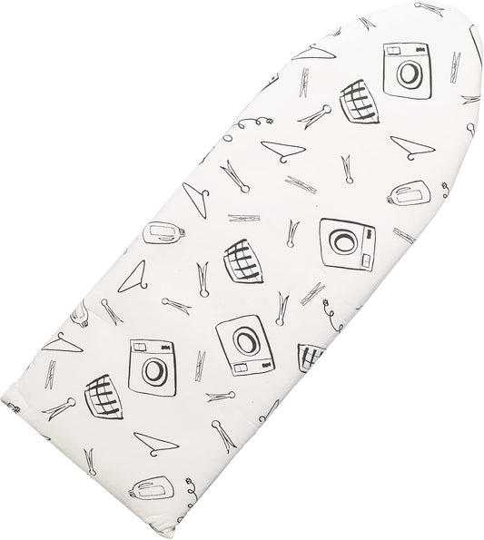 Over The Door Ironing Board Cover 13 x 37 inch, Small Iron Board Cover w Heat Reflective 3 Layers Thick Padding with Hook and Loop Fasteners (White)