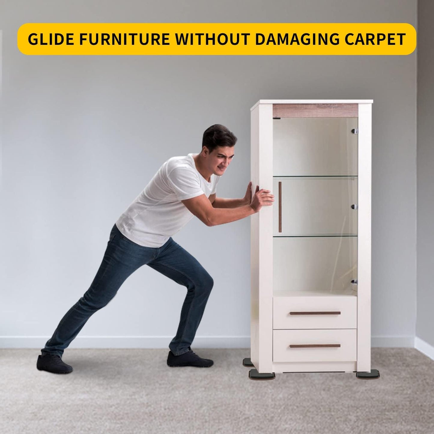 new space 3 Inch Furniture Sliders, 12pcs Sliders for Moving Furniture, Heavy-Duty Furniture Movers Sliders for Carpet, Couch Sliders Protect Carpet Surface and Easily Move Furniture.