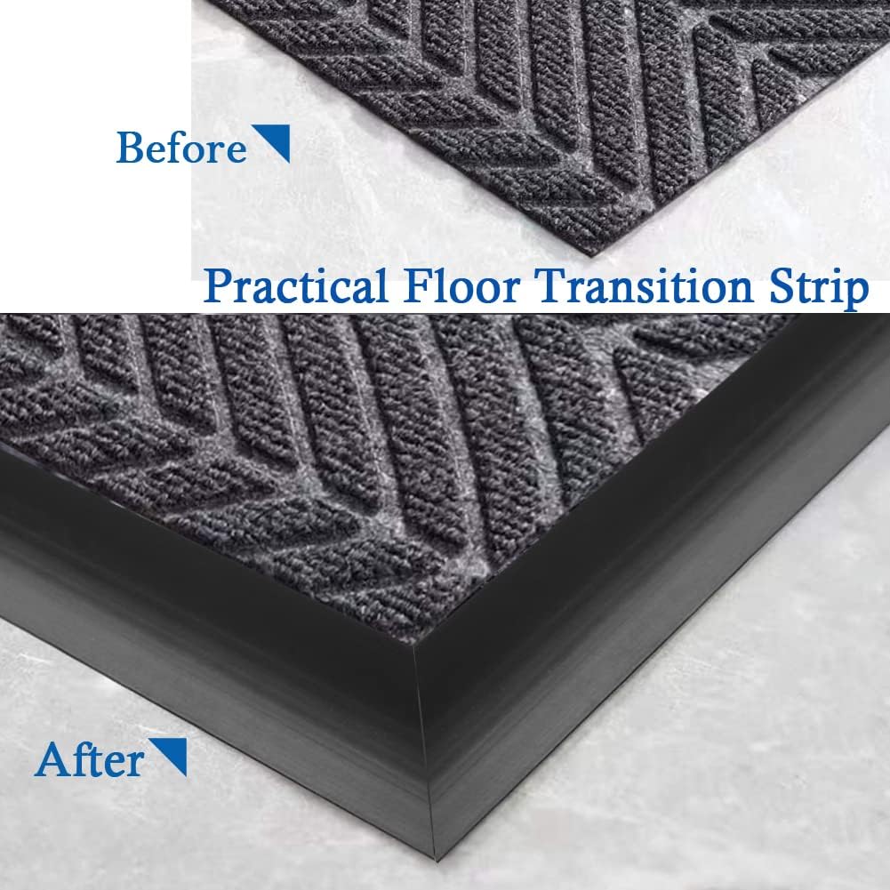 Floor Transition Strip Self Adhesive Carpet & Flooring Transitions Edging Trim Strip PVC Threshold Transitions Suitable for Threshold Height Less Than 3mm (10Ft, Black)