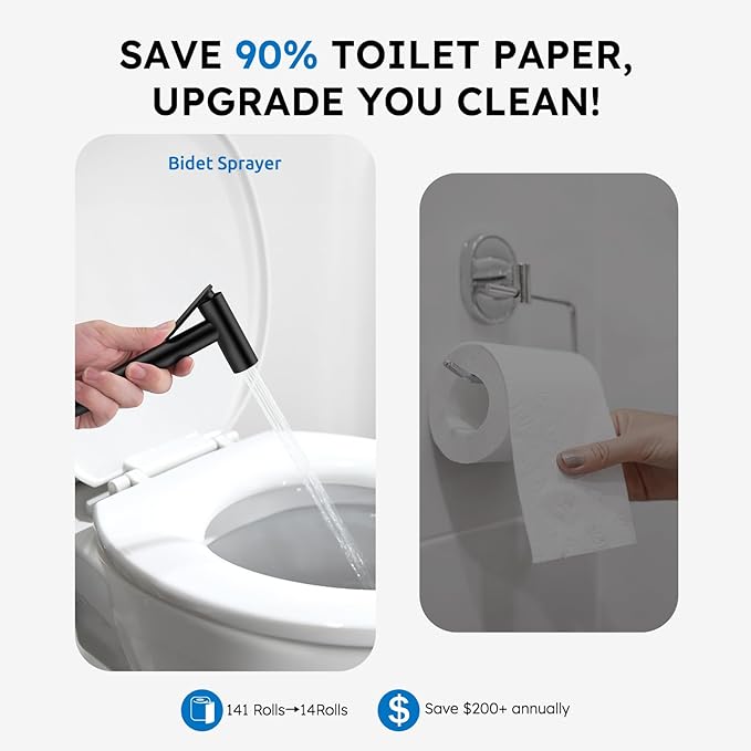 Arofa Built-in Hot and Cold Handheld Bidet Sprayer for Toilet, Black Warm Water Bidet with Adjustable Water Flow, Dual Control Mode Muslim Shower with Spray Hose for Feminine Wash, Wall Mounted