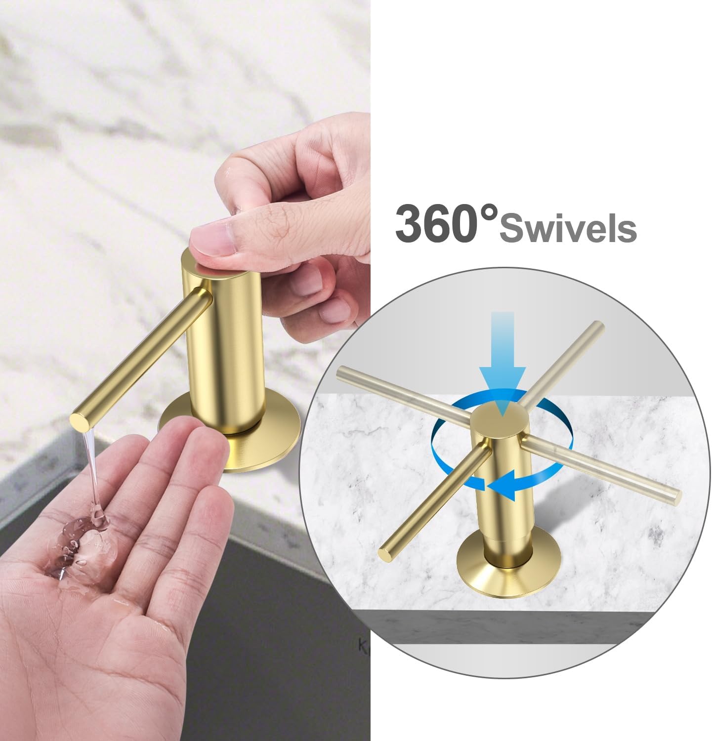 Samodra Sink Soap Dispenser, Metal Pump Head Liquid Lotion Countertop Kitchen Bathroom Soap Dispenser with 12 OZ PET Bottle