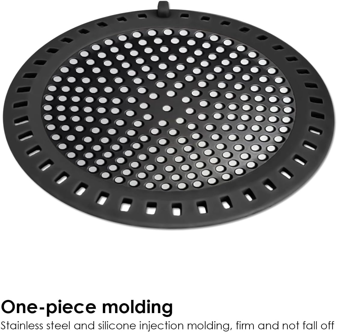 2PCS Shower Hair Drain Catcher/Strainer/Cover/Filter/Trap, Hair Stopper Floor Drain, Stainless Steel with Silicone Edge Drain Protector, Black, 4.75 Inch Diameter