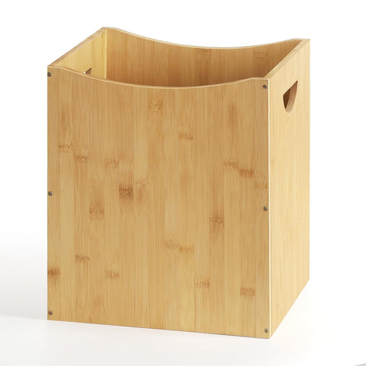 MOOACE Small Wastebaskets, 5 Gallon Trash Can with Handles, Rectangular Waste Baskets Bamboo Garbage Can for Bathroom Kitchen Living Room Office Decorative Under Counter
