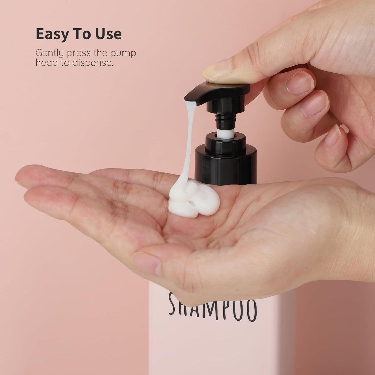 Segbeauty Refillable Shampoo and Conditioner Bottles, 3pcs 16.9oz Square Plastic Bathroom Soap Dispenser Set, 500ml Empty Shower Bottles Lotion Dispenser Press Pump Bottle for Modern Home Decor Pink