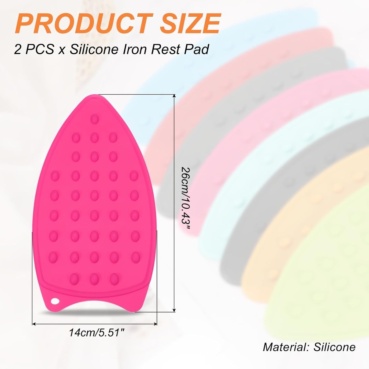 PATIKIL Silicone Iron Rest Pad, 2 Pcs Multipurpose Hot Heat Resistant Iron Rest Plate Protective Pad for Ironing Board Hot Resistant Steamer Steam Compact Mat, Rose Red