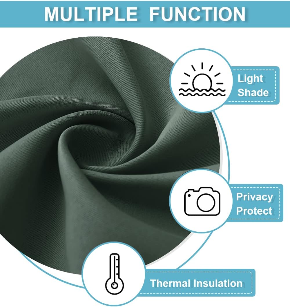 RYB HOME Bathroom Window Curtains - Super Soft Blackout Privacy Curtains for Baby Nursery Bedroom Basement Garege Workshop Kitchen Dining Living Room, W 29 x L 30, Dark Green, 2 Pcs