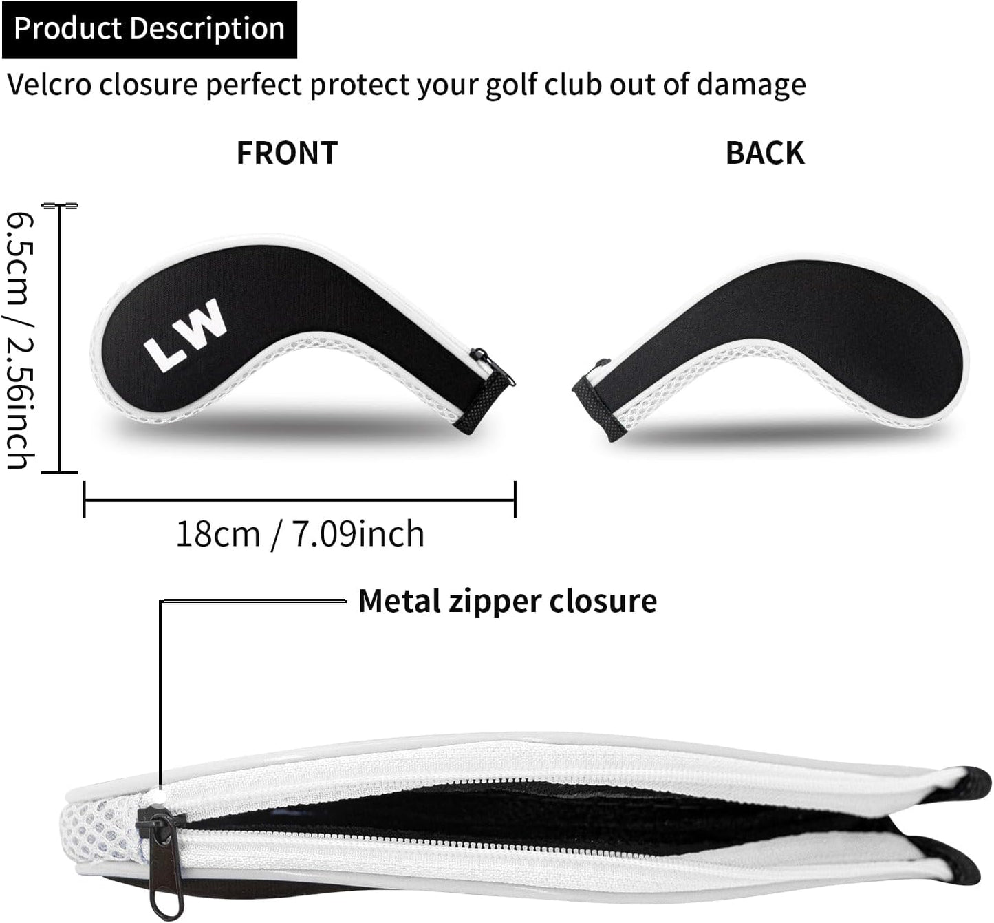 Golf 12pcs Thick Synthetic Golf Iron Head Covers Set Headcover Fit All Brands Callaway Ping Taylormade Cobra Etc. Also Custom Name