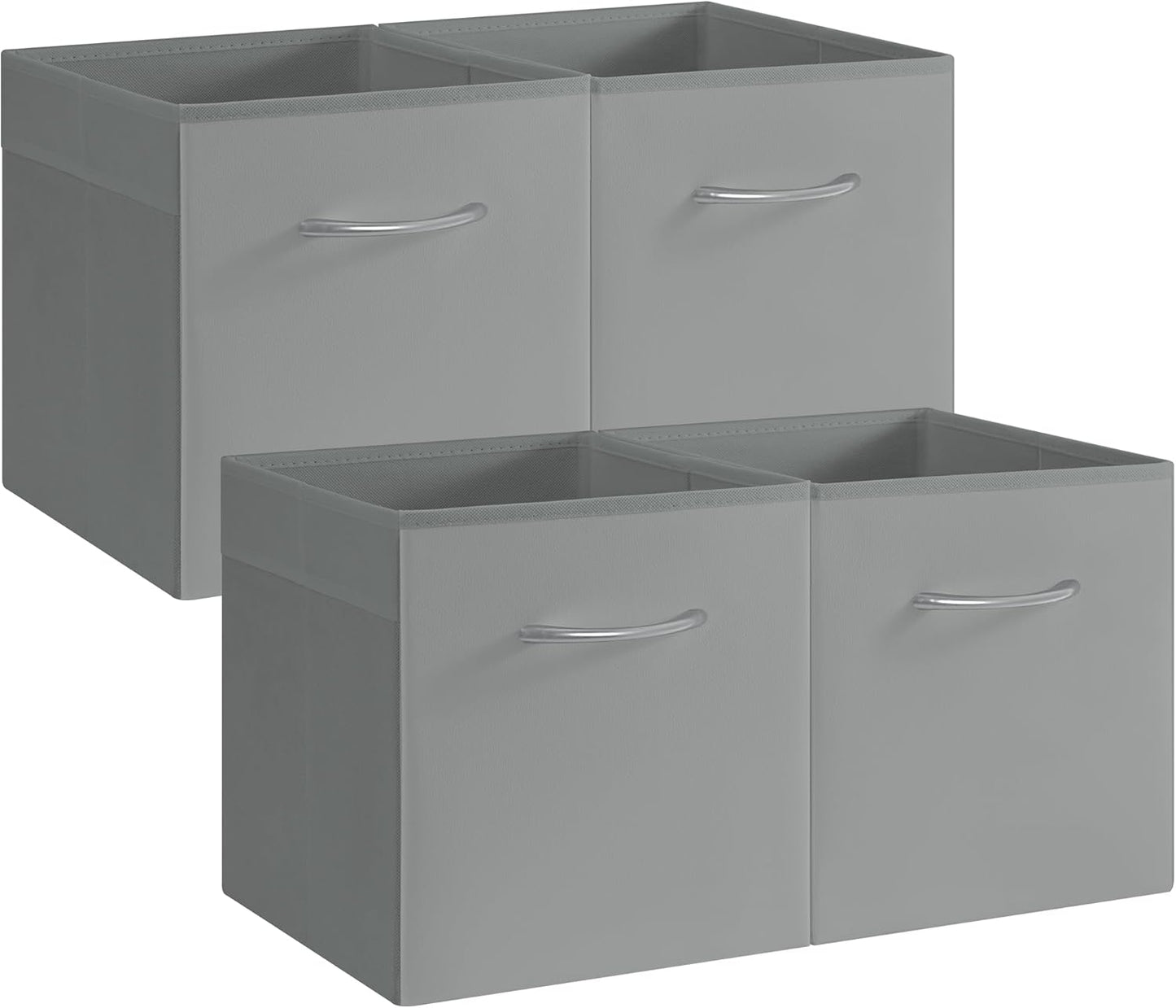 StorageWorks Gray Storage Cubes, 11 Inch Cube Storage Bins with Handle, Cube Storage Organizer Bins for Shelves and Closet, Collapsible Storage Bins, 4-Pack