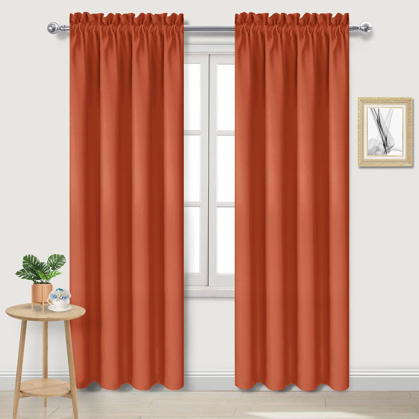 DWCN Blackout Curtains Thermal Insulated, Energy Saving & Noise Reducing Bedroom and Living Room Curtains, Burnt Ochre, W 38x L 84 Inch, Set of 2 Rod Pocket Curtain Panels