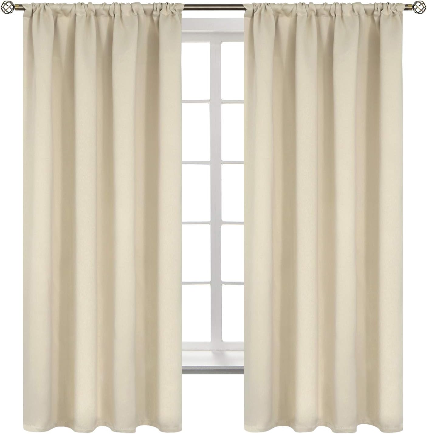 BGment Beige Blackout Curtains 63 Inches Length for Bedroom - Thermal Insulated Drapes Room Darkening with Rod Pocket for Living Room, 42 x 63 Inch, 2 Panels