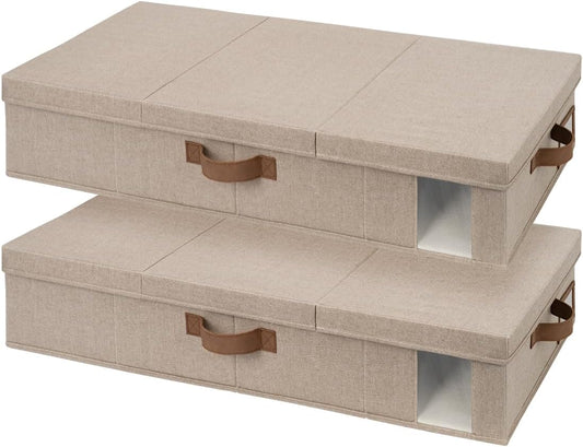 StorageWorks 2-Pack Large Under Bed Storage Bins with Lids, Underbed Storage Containers with Handles and Label Holder, Closet Organizer for Clothes, Blankets, Sweater
